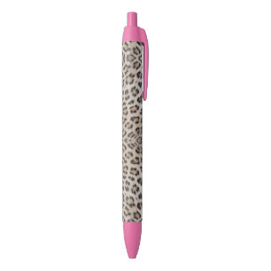 Elegant stylish leopard cheetah fur animal print black ink pen
