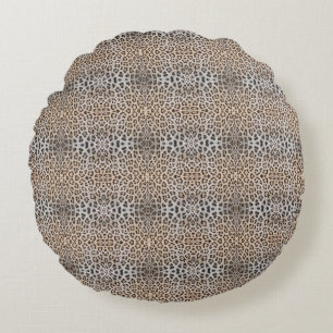 Elegant stylish leopard cheetah fur animal print round cushion