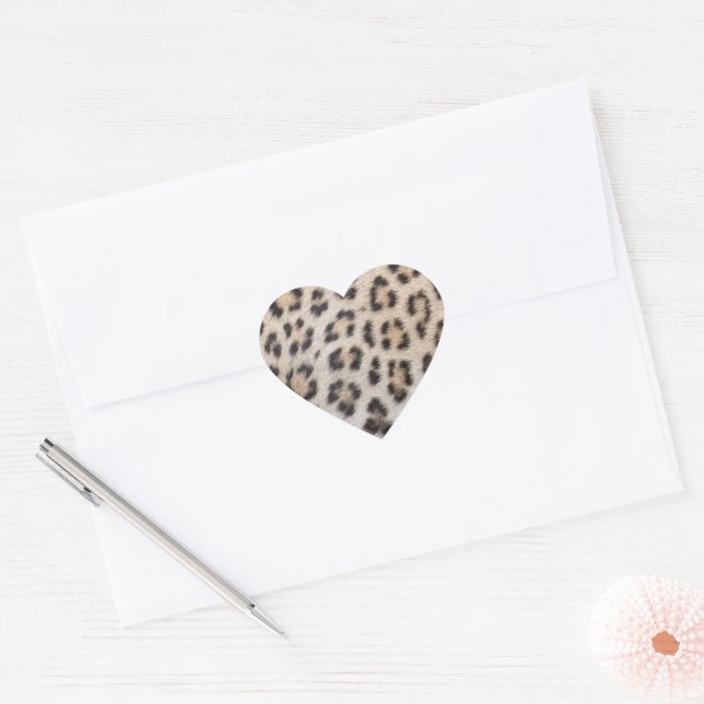 Elegant stylish leopard cheetah fur print pattern heart sticker (Envelope)