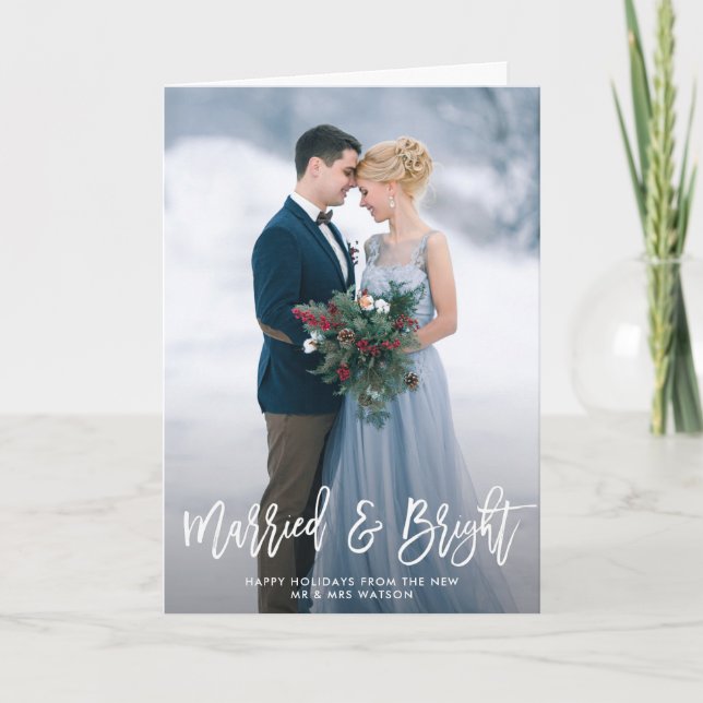 elegant stylish lettering wedding announcement (Front)