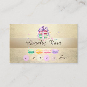 Elegant Stylish, Luminous , Stripe Macarons Loyalty Card