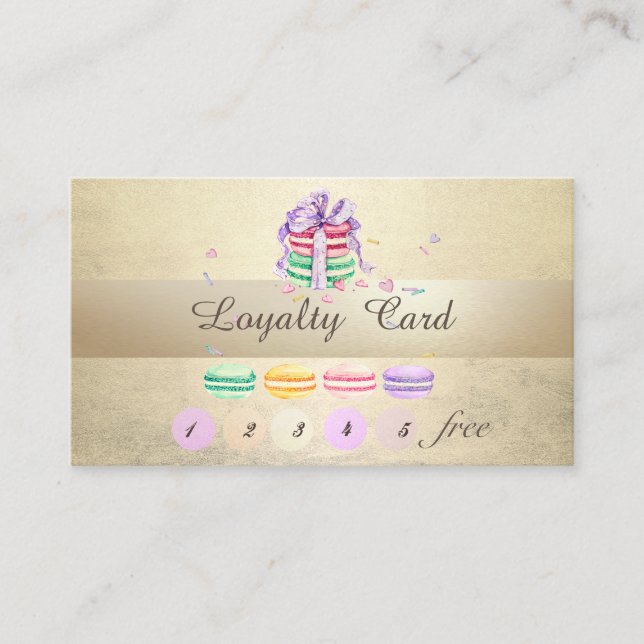 Elegant Stylish, Luminous , Stripe Macarons Loyalty Card (Front)