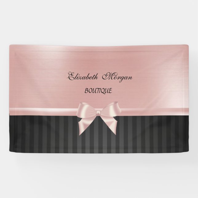 Elegant Stylish  Luxury  ,Striped, Pink Ribbon Bow Banner (Horizontal)
