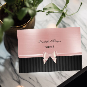Elegant Stylish  Luxury  ,Striped, Pink Ribbon Bow Business Card