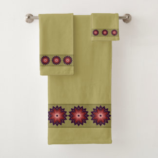 Elegant, Stylish Mandalas on Beige Bath Towel Set