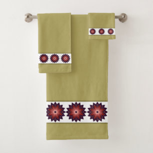 Elegant, Stylish Mandalas on White and Beige Bath Towel Set