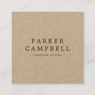 Elegant stylish minimalist brown Kraft paper Square Business Card