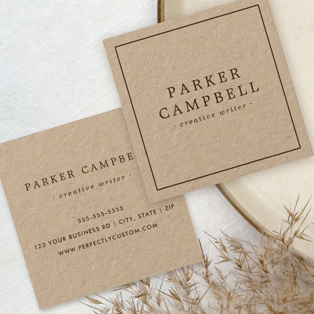 Elegant stylish minimalist brown Kraft paper Square Business Card (Creator Uploaded)