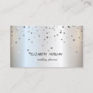 Elegant Stylish Minimalist, Silver Confetti Business Card