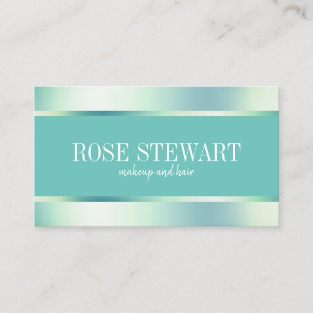 Elegant stylish mint green makeup and hair business card (Front)