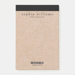 Elegant Stylish Modern Black Accent Kraft Printed Post-it Notes