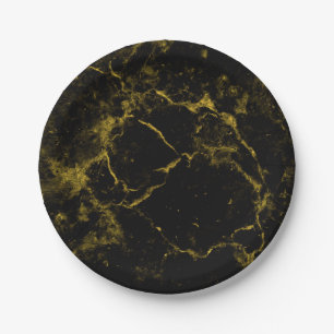 elegant stylish modern chic black and gold marble paper plate