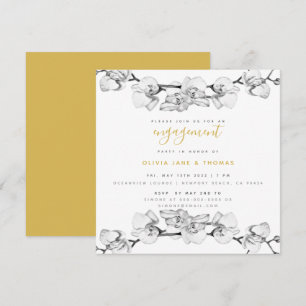 Elegant Stylish Modern Floral Engagement Party  Invitation