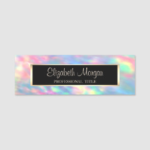 Elegant Stylish Modern, Frame,Holographic Opal Name Tag