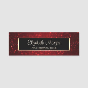 Elegant Stylish Modern, Frame, Red Glitter Bokeh Name Tag