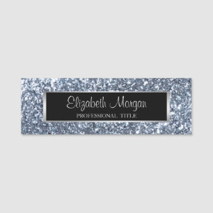 Elegant Stylish Modern, Frame,Slver Glitter Bokeh Name Tag