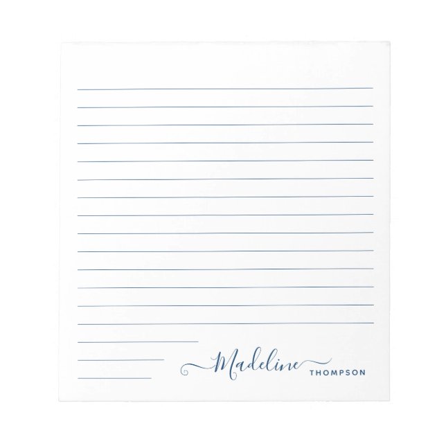Elegant Stylish Modern Girly Script Navy Blue Notepad (Front)