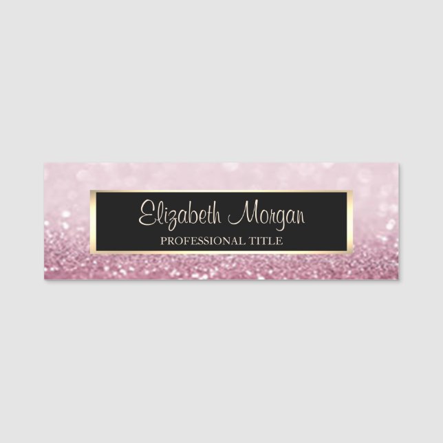 Elegant Stylish Modern  Glitter Bokeh, Frame Name Tag (Front)