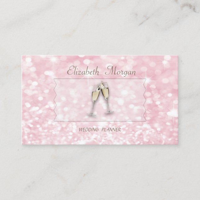 Elegant Stylish Modern Glittery Bokeh,Glasses Business Card (Front)