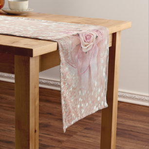 Elegant stylish Modern,Glittery, Roses Short Table Runner