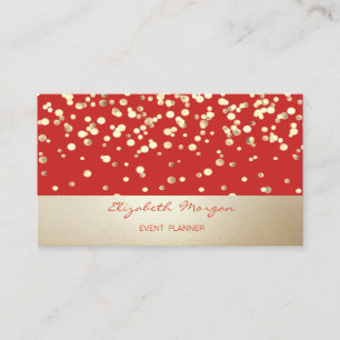 Elegant Stylish , Modern, Gold Confetti,Red Business Card