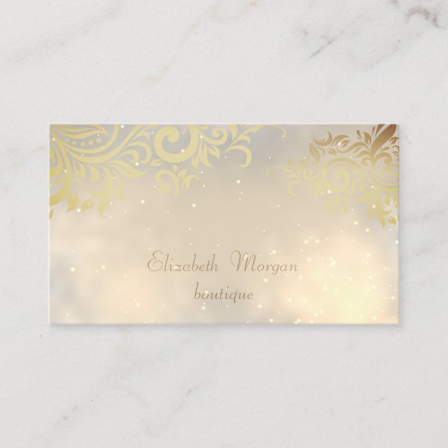Elegant Stylish Modern Gold  Flowers Business Card (Front)