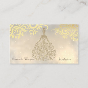 Elegant Stylish Modern Gold Flowers, Glitter Dress Business Card