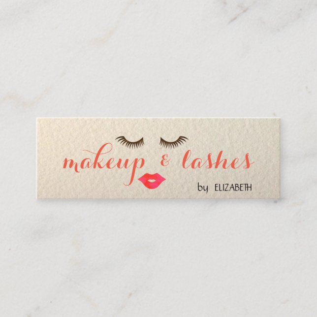 Elegant Stylish Modern ,Lips,Lashes,Makeup Mini Business Card (Front)
