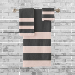 Elegant Stylish Modern Pastel Pink and Grey Bath Towel Set