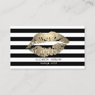 Elegant Stylish Modern Shinny,Stripe,Lips,Makeup Business Card