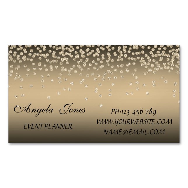Elegant Stylish Modern Shiny Foil Confetty-Diamond Magnetic Business Card (Front)