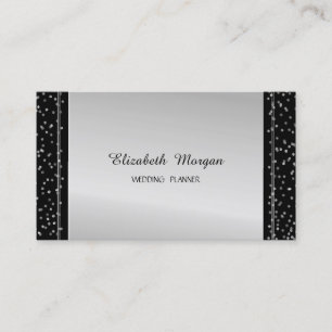 Elegant Stylish Modern Silver Confetti Business Card