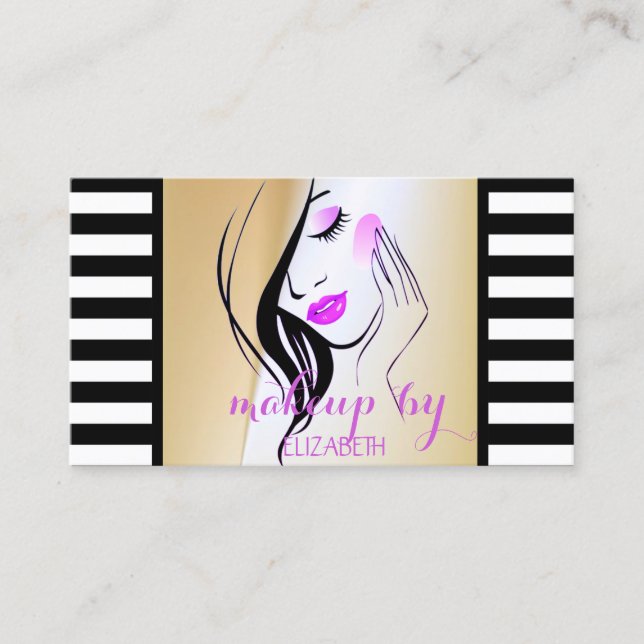 Elegant Stylish Modern  Stripes,Girl Silhouette Business Card (Front)