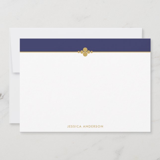 Elegant Stylish Navy Blue Gold Personalised Card (Front)