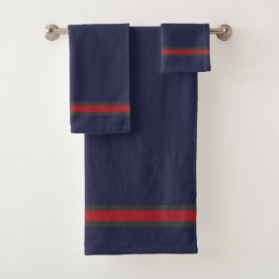 Elegant Stylish Navy Blue Nautical Luxury Bath Towel Set