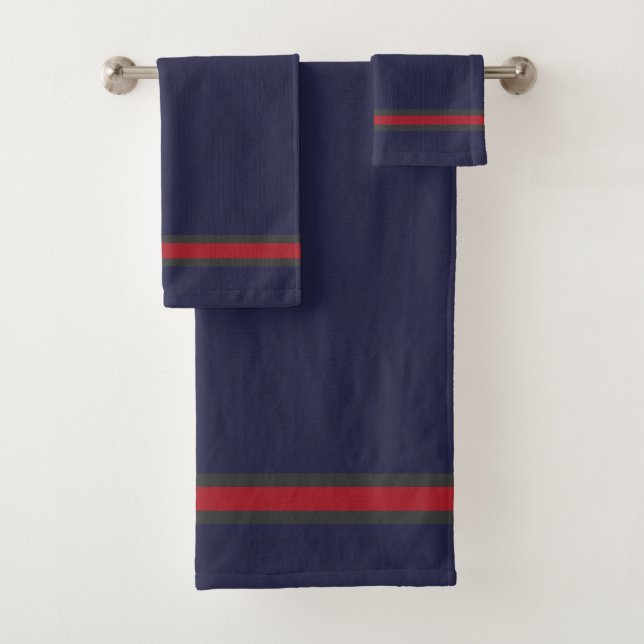 Elegant Stylish Navy Blue Nautical Luxury  Bath Towel Set (Insitu)