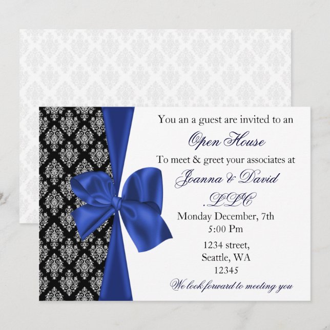 elegant stylish navy Corporate Invitation (Front/Back)