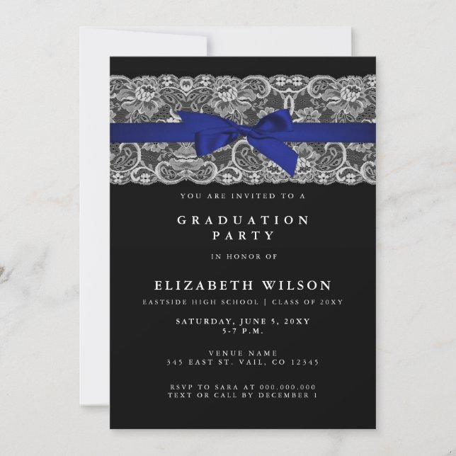 Elegant Stylish Navy Photo Graduation Invitation (Front)