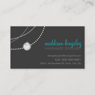 elegant stylish necklace solitaire grey aqua blue business card