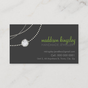 elegant stylish necklace solitaire grey lime green business card