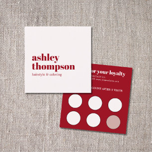 Elegant Stylish Old White Cherry Red Salon Loyalty Card