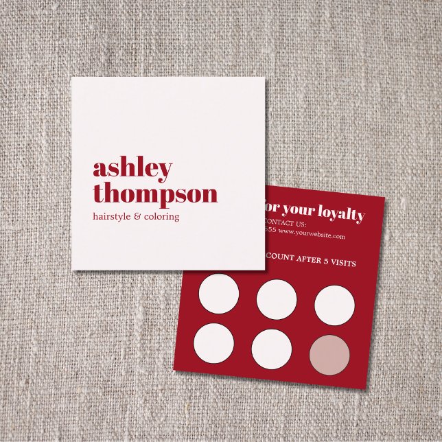 Elegant Stylish Old White Cherry Red Salon Loyalty Card (Creator Uploaded)