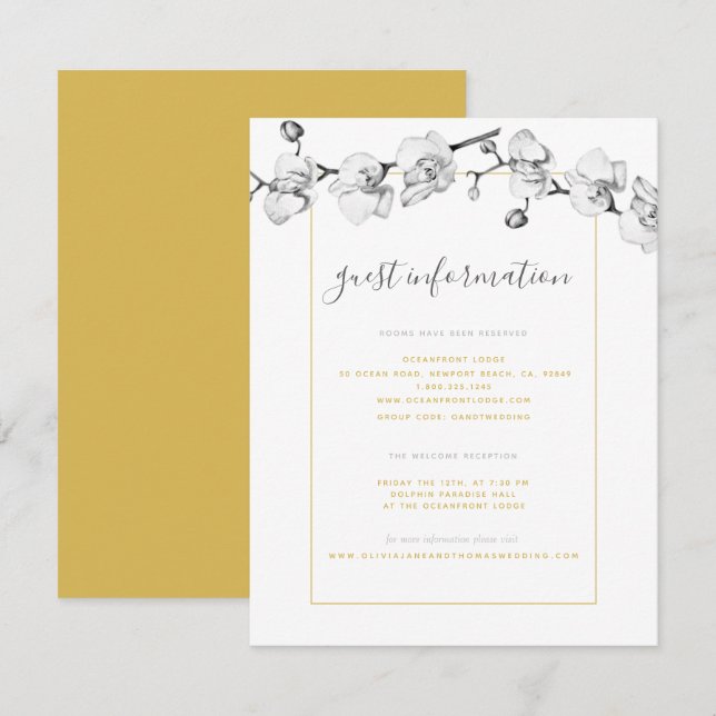 Elegant Stylish Orchid Wedding Information Note  Card (Front/Back)