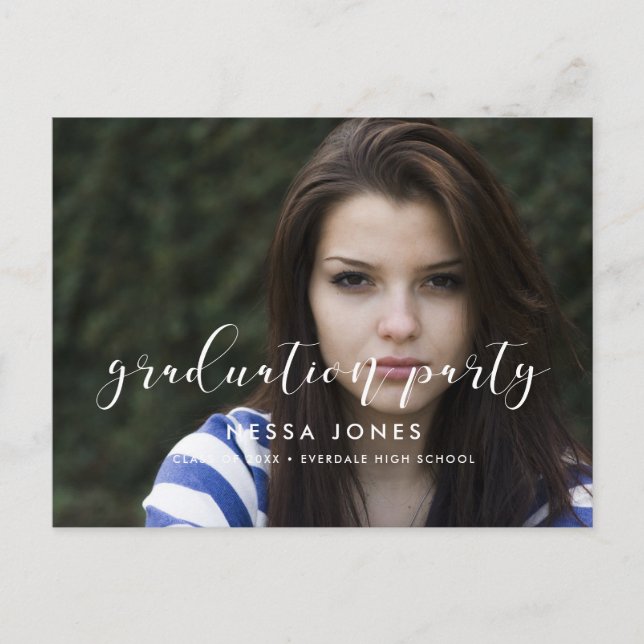 Elegant stylish Photo graduation party invitation Postcard (Front)