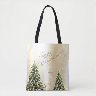 Elegant,Stylish Pine Trees,Christmas Reindeer   Tote Bag