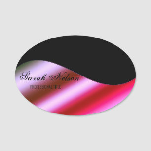 Elegant Stylish Pink Black Name Tag