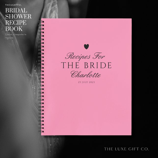 Elegant Stylish Pink Bridal Shower Gift Recipe Notebook (Creator Uploaded)