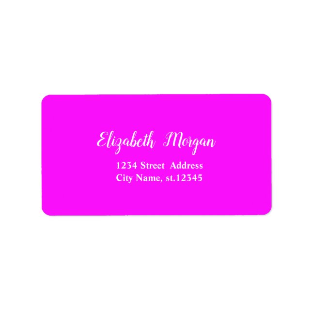 Elegant Stylish Pink Fluorescent Neon  Label (Front)