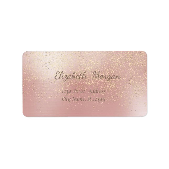 Elegant  Stylish ,Pink ,Fux Gold Foil Confetti Label (Front)