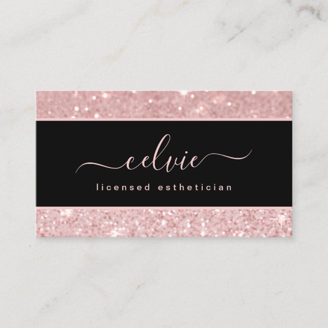 Elegant Stylish Pink Glitter Sparkle Business Card (Front)